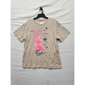 David Bowie Womens Let's Dance Graphic T-Shirt Tan Cotton Casual Size Medium